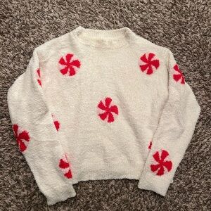 Forever 21 Peppermint Sweater with Red Patterns Small